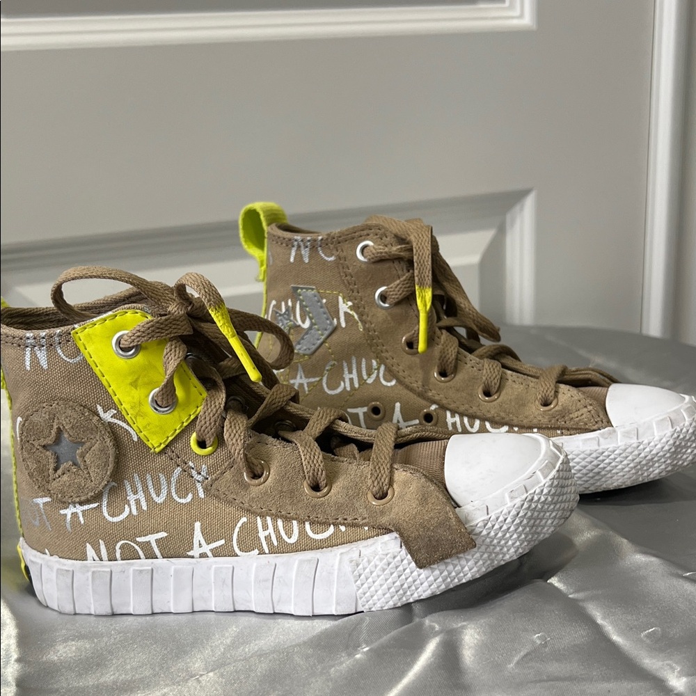 Converse Kids High-Top Sneakers in Tan and White